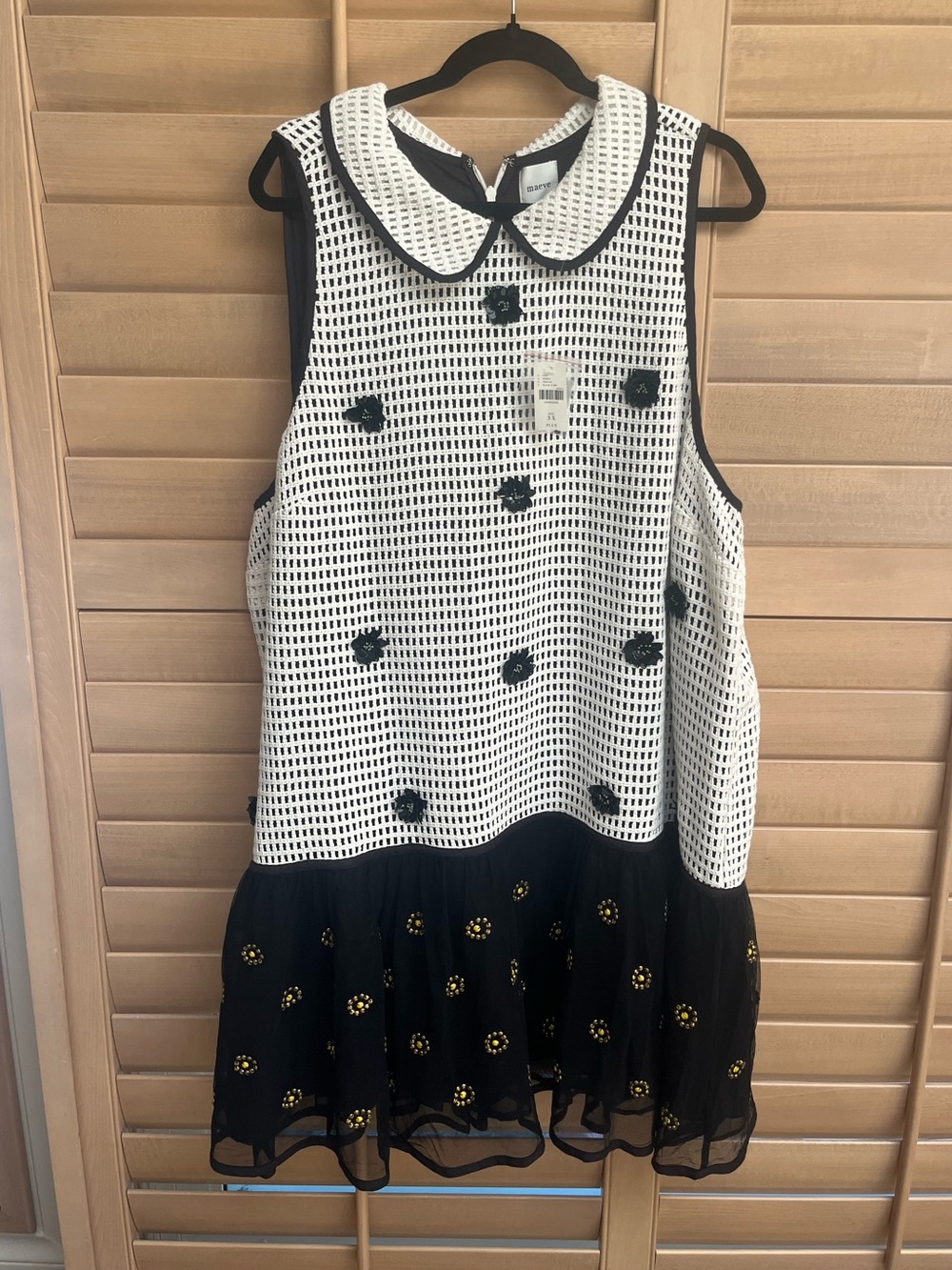 NWT Anthropologie Maeve Sleeveless Embellished Drop-Waist Mini Dress